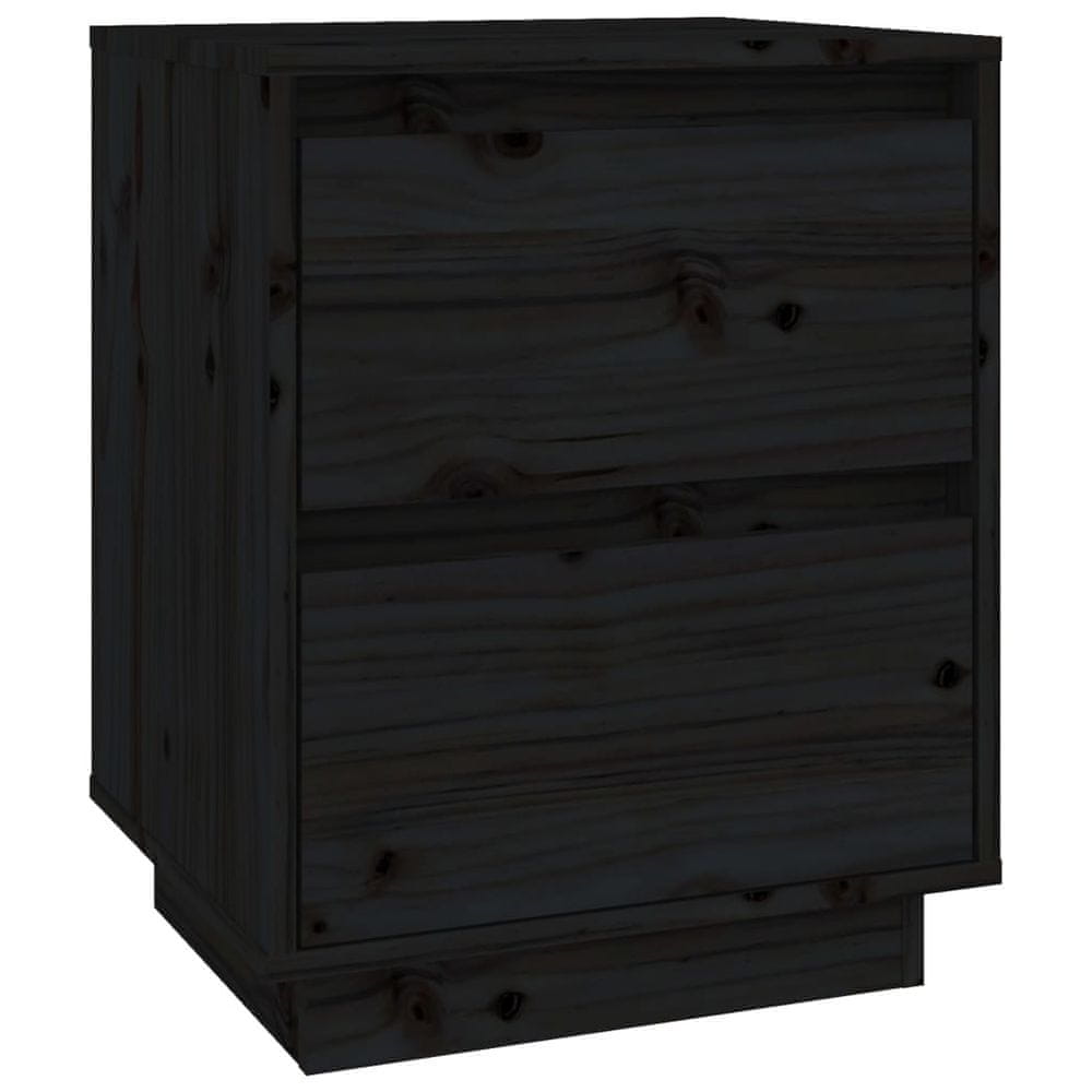 Vidaxl Nočný stolík čierny 40x35x50 cm masívne borovicové drevo